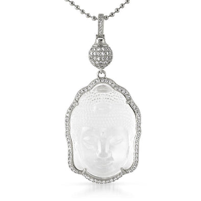 Buddha Cut Crystal Pendant Rhodium w/ Disco Ball